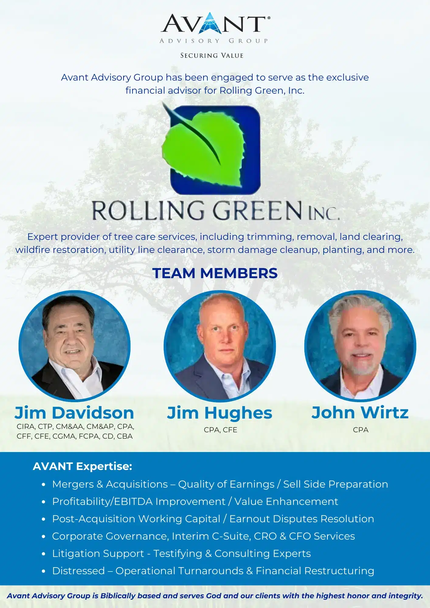 Rolling Green engaged Avant® Advisory Group as exclusive Financial Advisor
